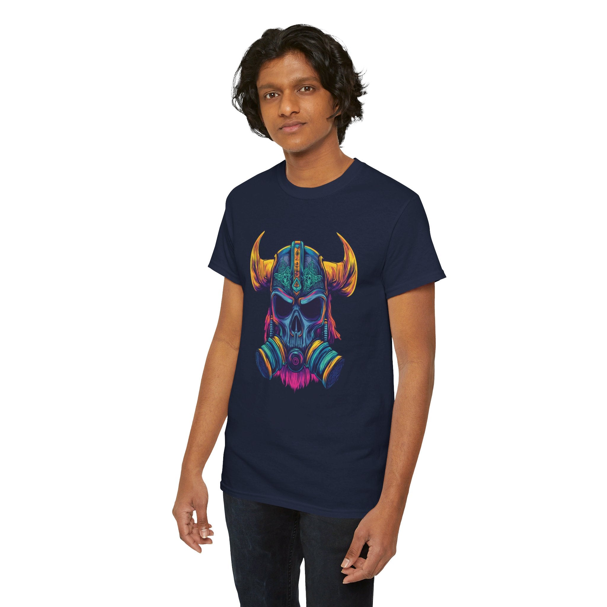 T-shirt Guerrier Viking - Design Casque avec Masque à Gaz Neon