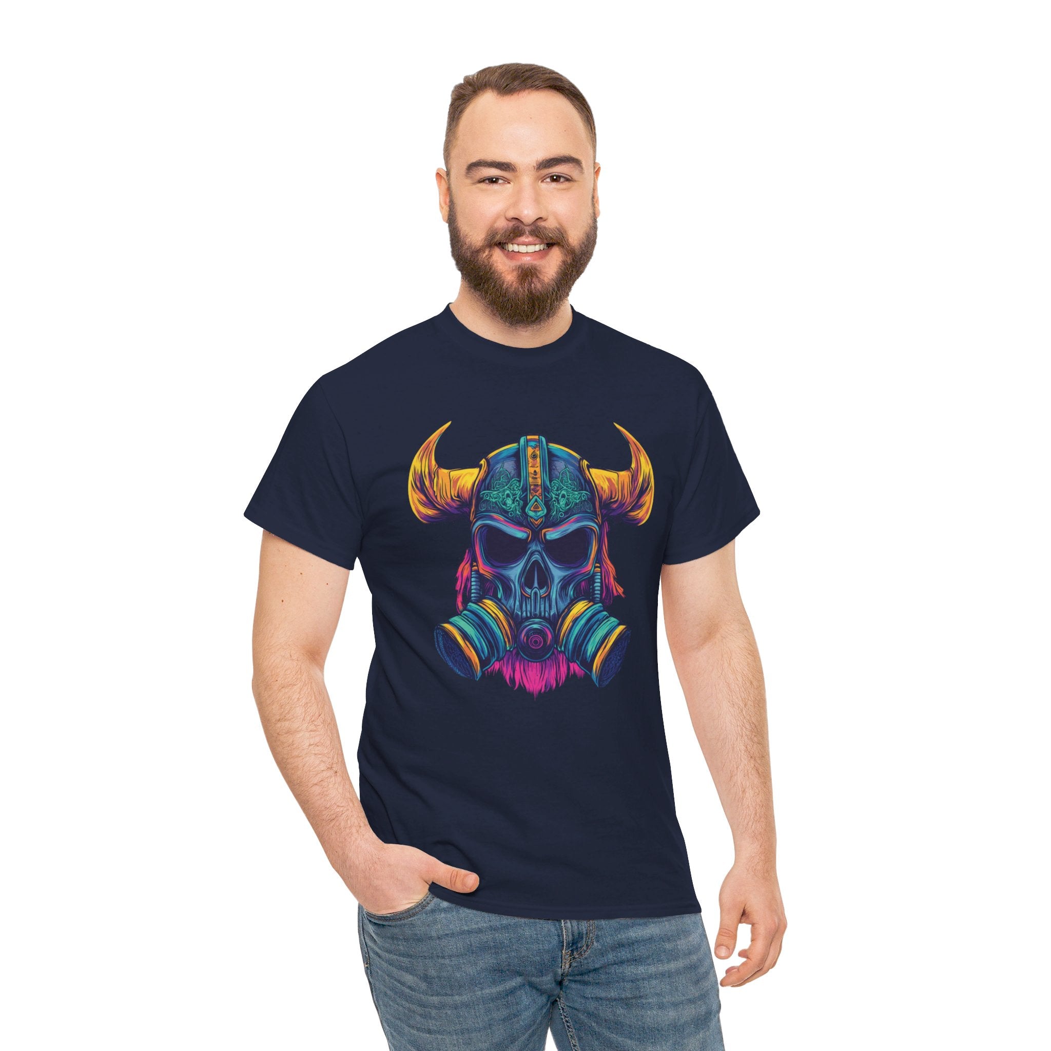 T-shirt Guerrier Viking - Design Casque avec Masque à Gaz Neon