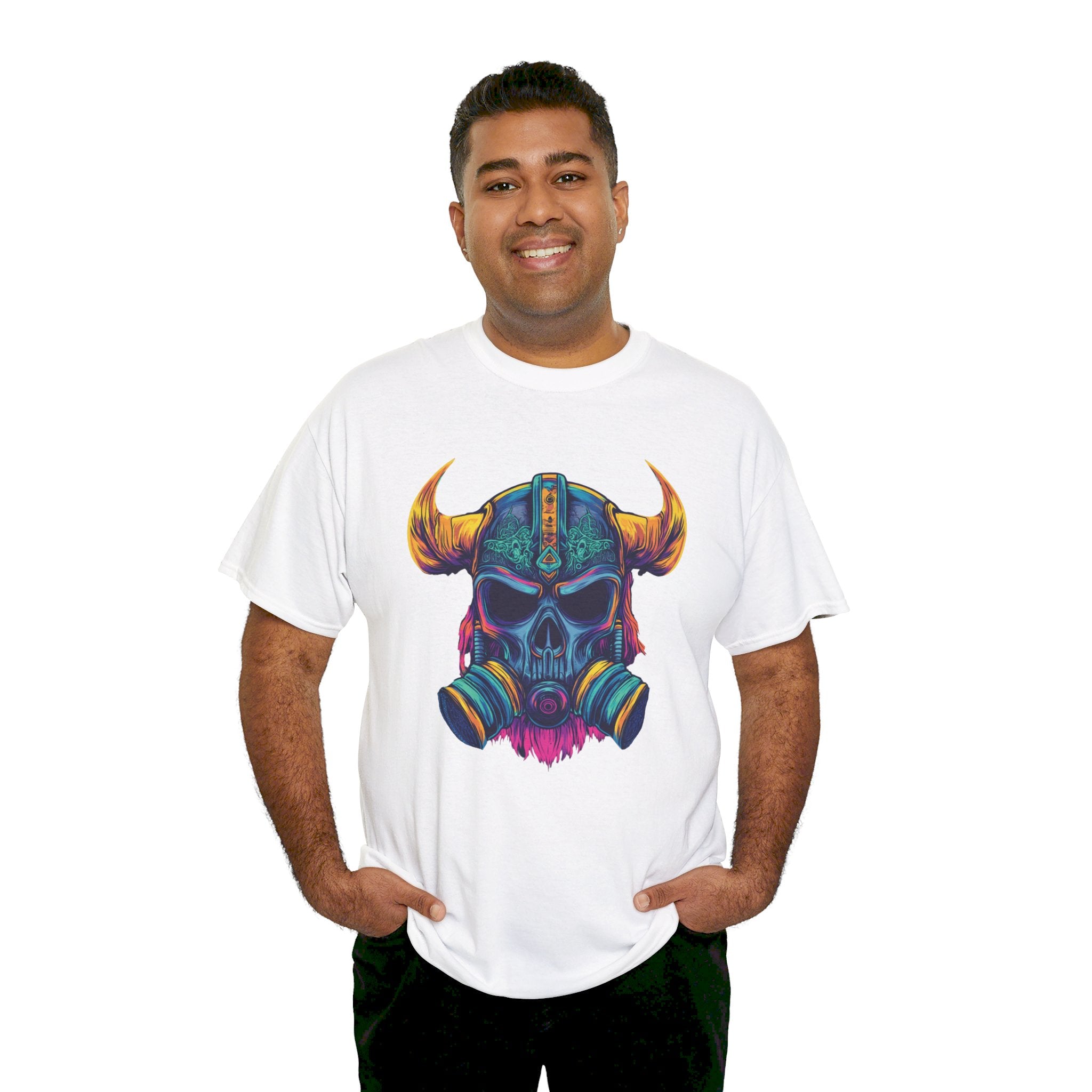 T-shirt Guerrier Viking - Design Casque avec Masque à Gaz Neon