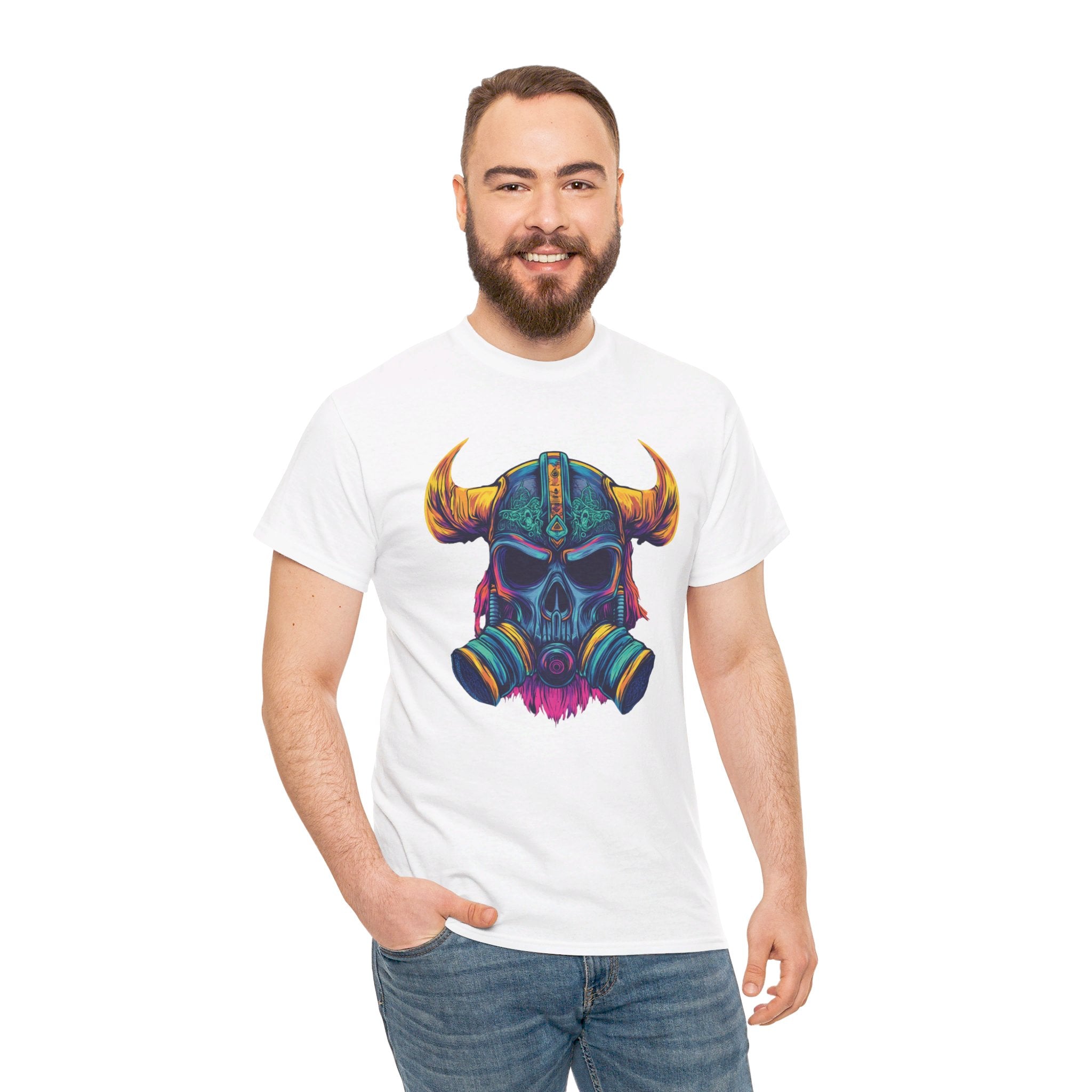 T-shirt Guerrier Viking - Design Casque avec Masque à Gaz Neon