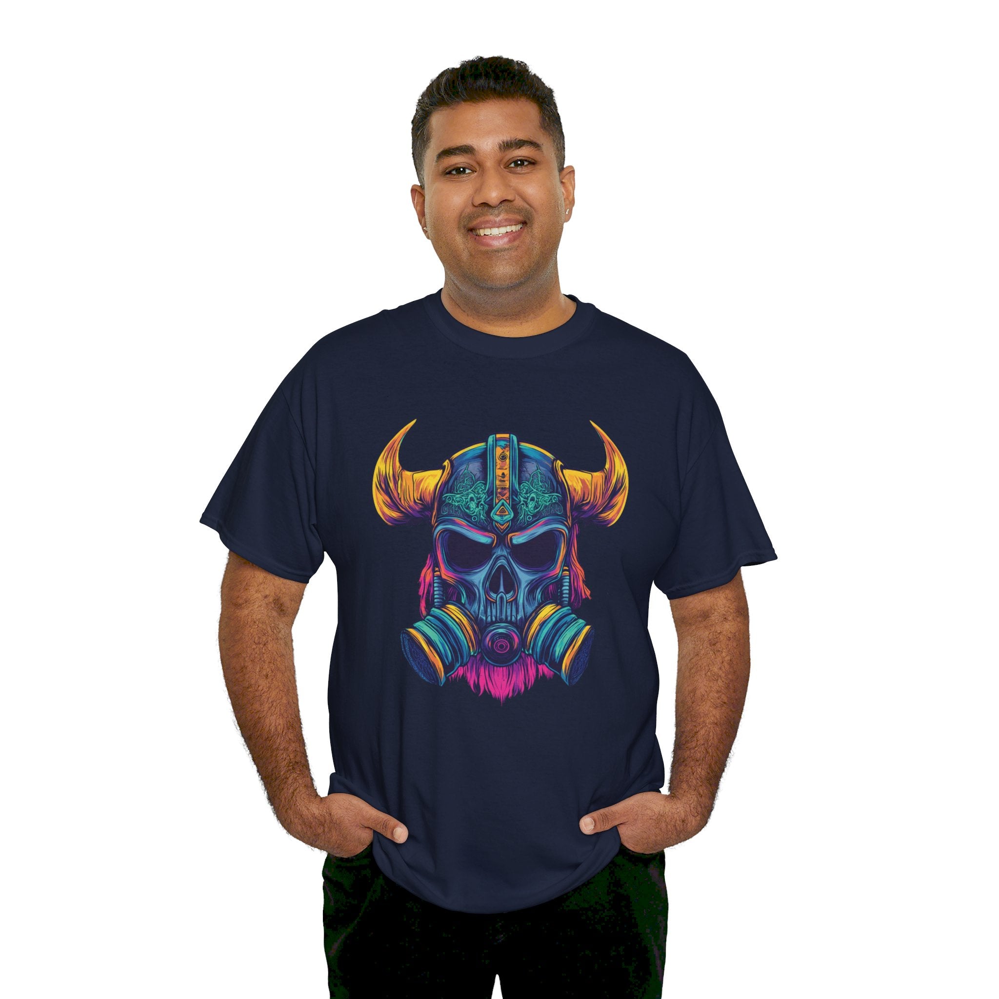 T-shirt Guerrier Viking - Design Casque avec Masque à Gaz Neon