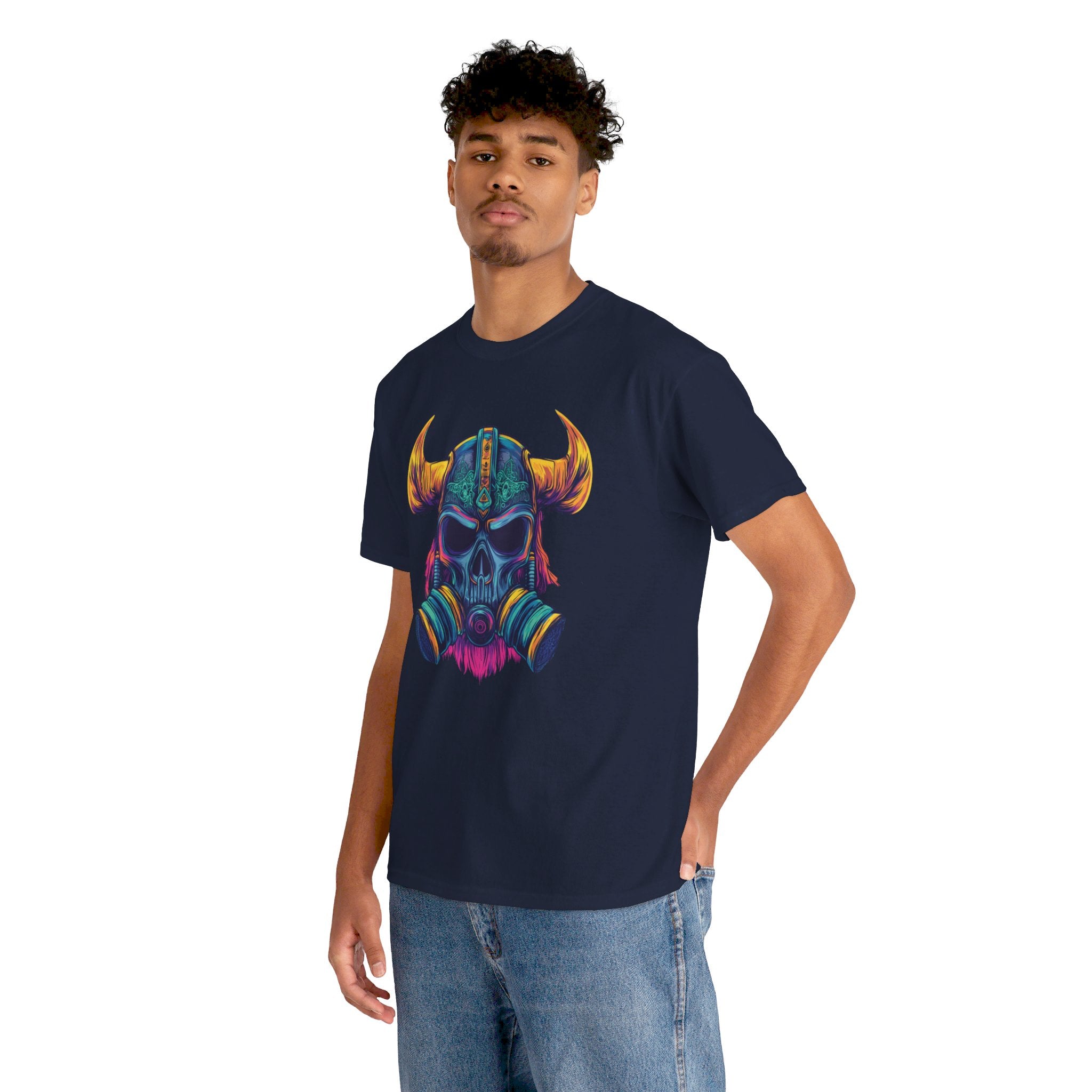 T-shirt Guerrier Viking - Design Casque avec Masque à Gaz Neon